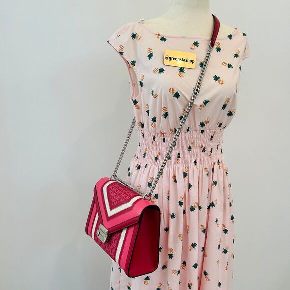 Michael Kors Whitney Medium Flap Chain Crossbody Shoulder Bag Dark Raspberry - Picture 10 of 11